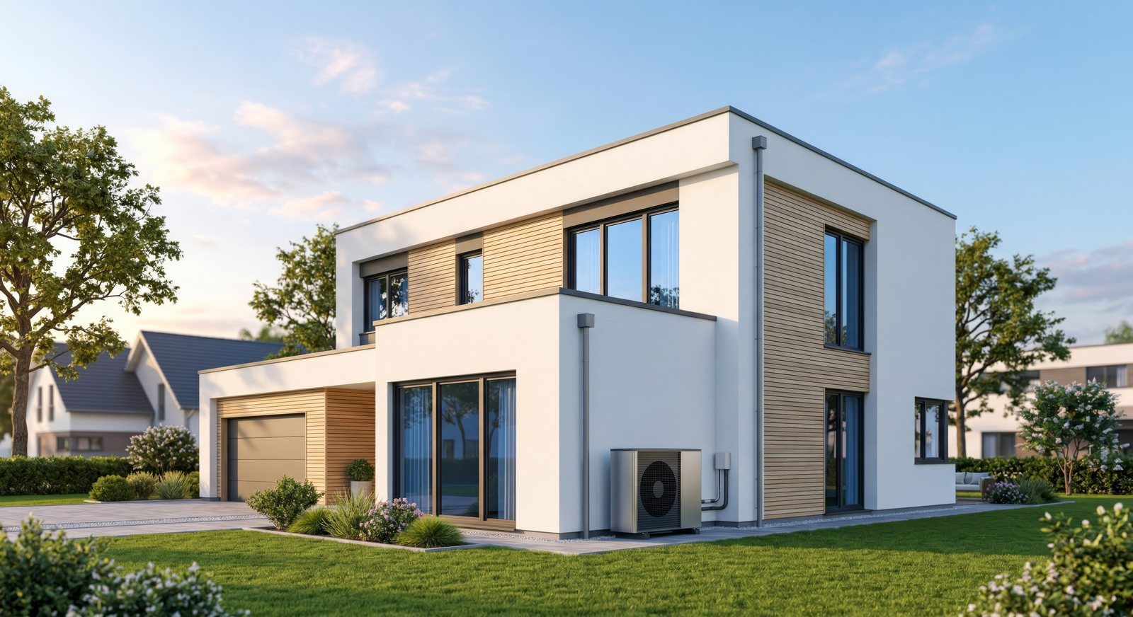 Modernes Haus mit sauberem Außenputz